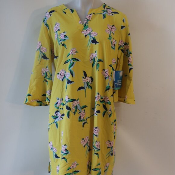 NWT Womens Coolibar Yellow Floral Flounce Dress (UPF 50+) L - Picture 1 of 6